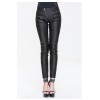 Women Gothic Pants Pu Leather Black Slim Fit Casual Tight Trousers